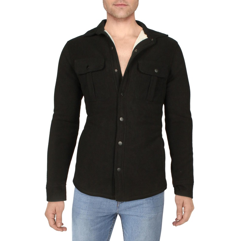 And Now This Mens Black Polar Sherpa Fleece Lined Jacket Large