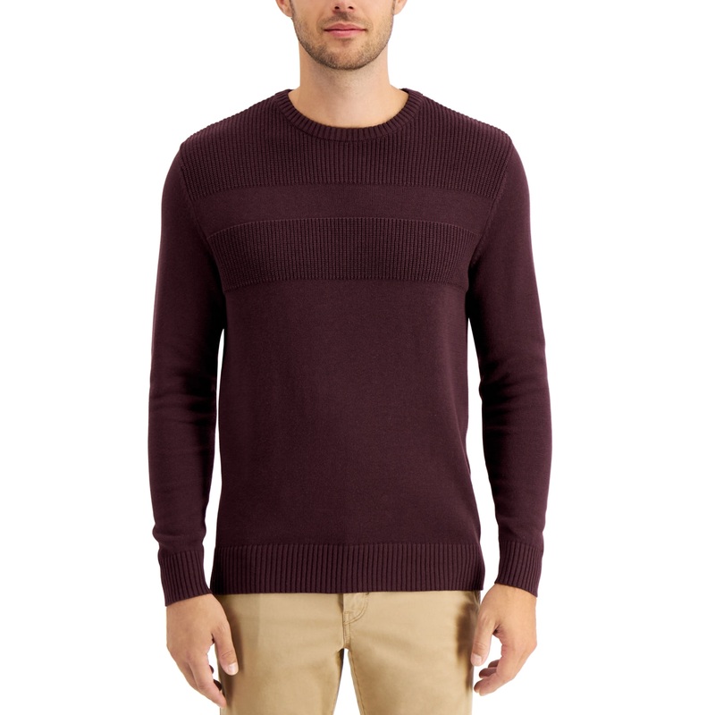 Club Room Men's Crewneck Sweater Textured Red Plum  3XL