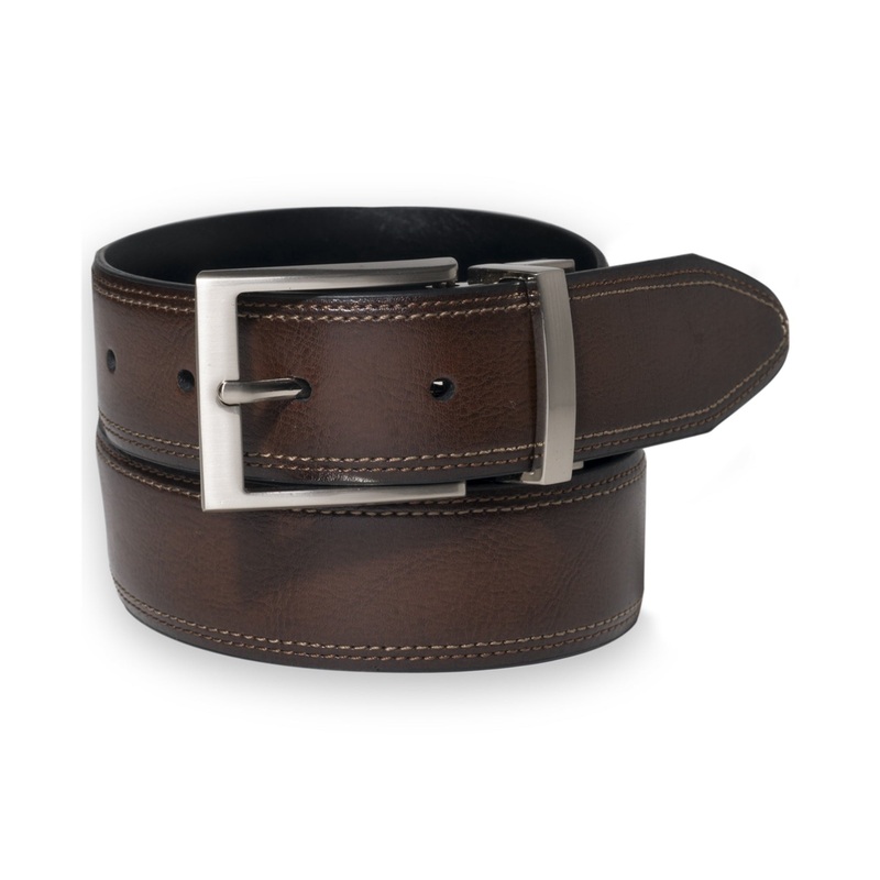 Club Room Mens Leather Reversible Belt Black Brown 34