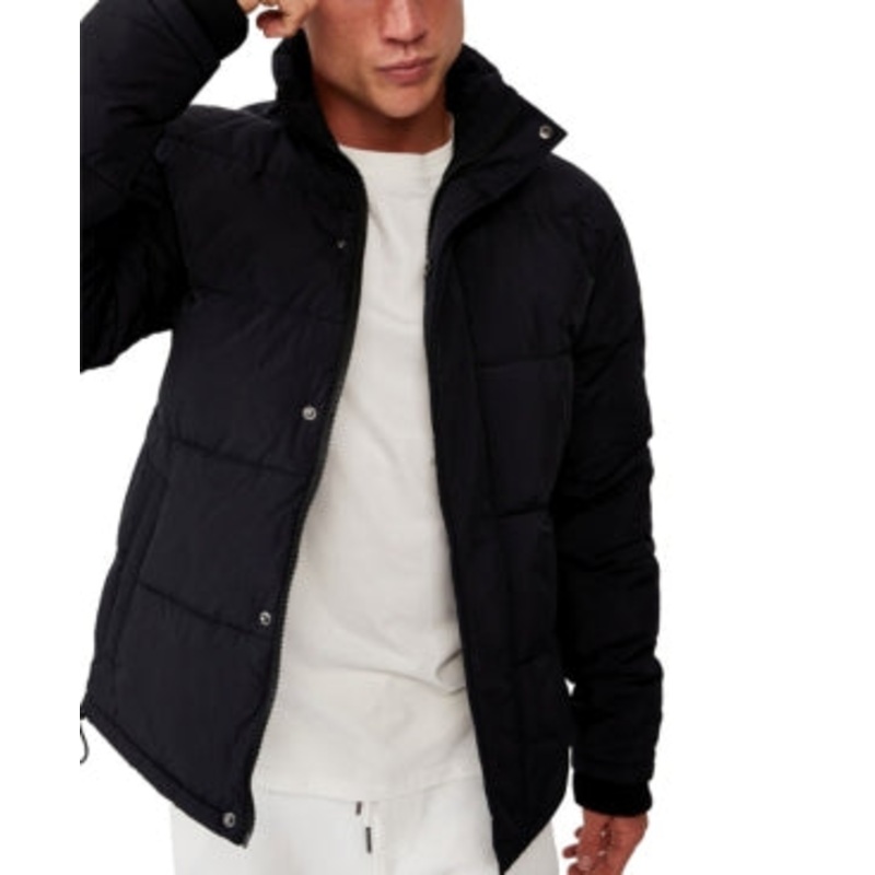 COTTON ON Essential Recycled Puffer Black Small Coat Jacket
