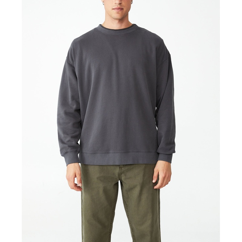 COTTON ON Mens Pigment Dyed Oversized Sweatshirt Faded Slate Medium