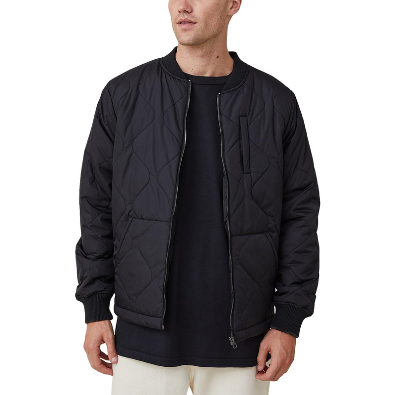 COTTON ON Mens Recycled Bomber Jacket Black XL