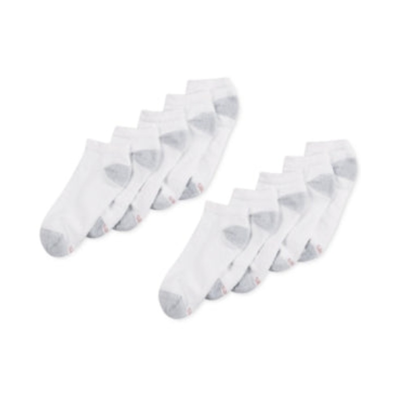 Hanes Mens 10 Pack Cushioned Low Cut Socks White Size 10-13