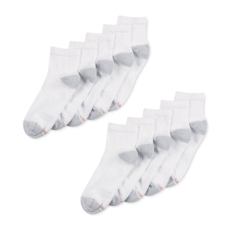 Hanes Platinum 10 Pack Ankle Socks 6-12 White