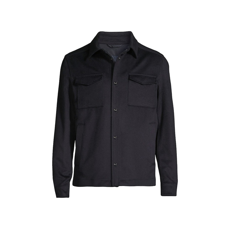 Herno Men's Half-Lined Shirt Jacket in Navy Blue Size 52