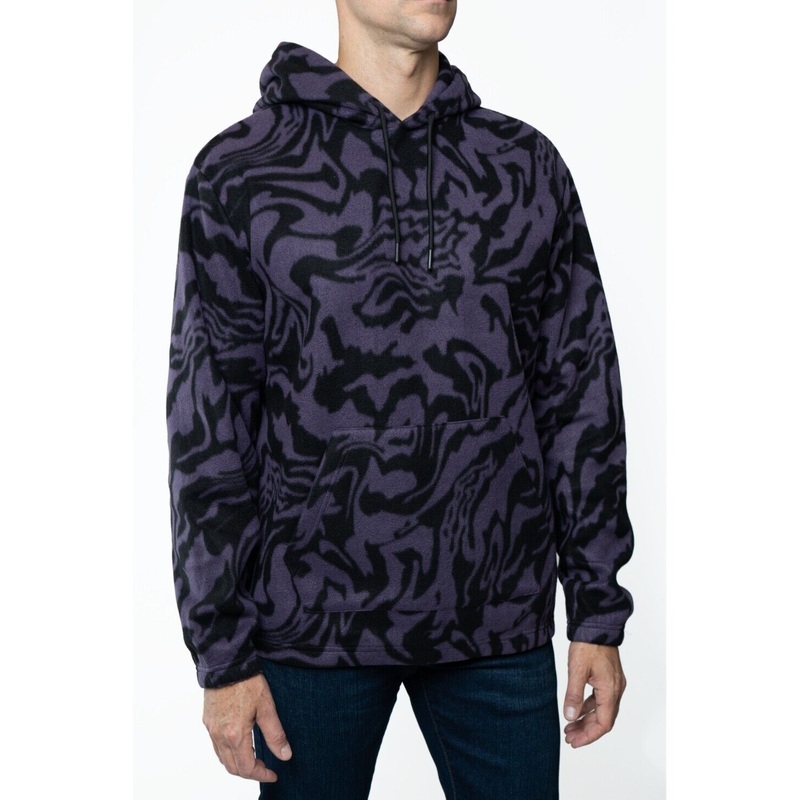 Lazer Men's Hoodie Purple Swirl Polar Fleece Pullover Large