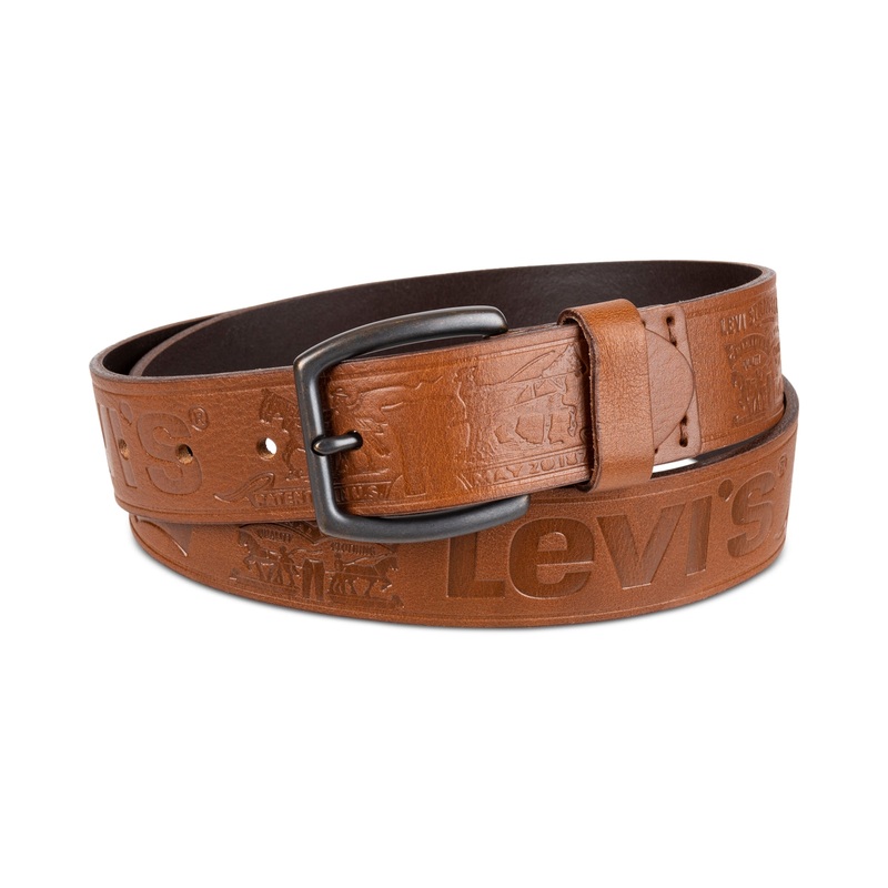 Levis Mens Embossed Leather Belt Brown Small 30 32