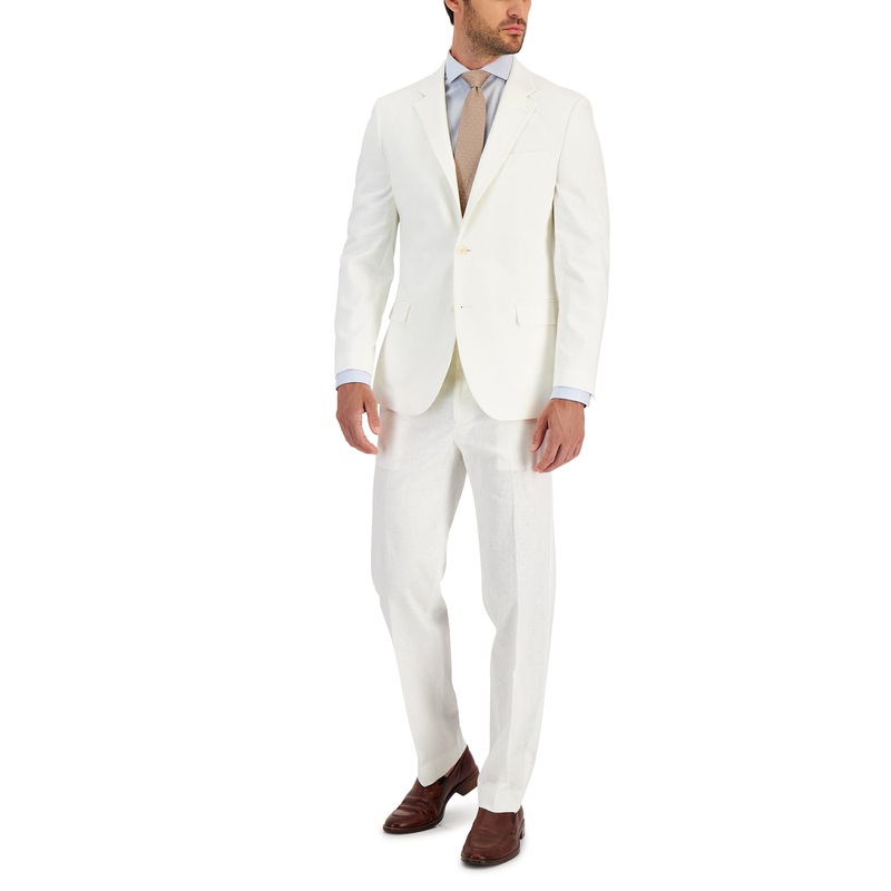Nautica Men's Cotton/Linen Blend Suit Jacket White 44S