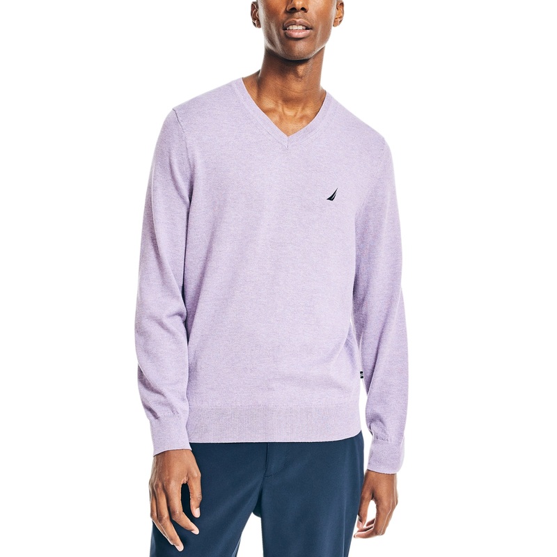 Nautica Mens Lightweight Jersey V Neck Sweater Purple 3XL