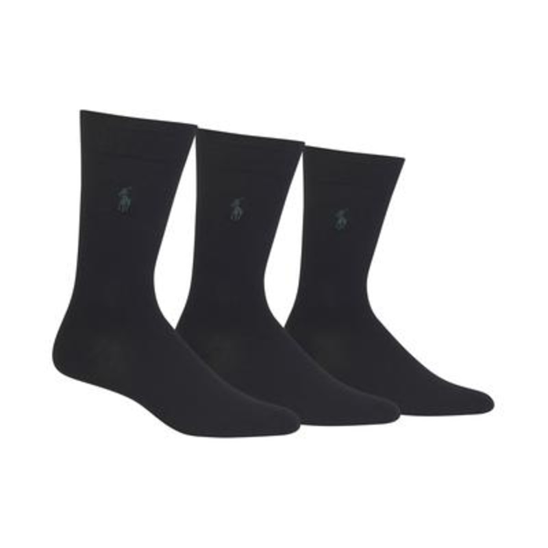 Polo Ralph Lauren Mens 3 Pack Super soft Dress Socks Black Size 13-16