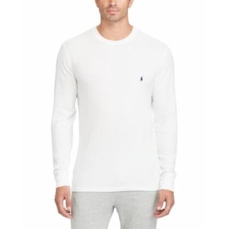 Ralph Lauren Men's Waffle Knit Thermal Pajama Shirt White Medium