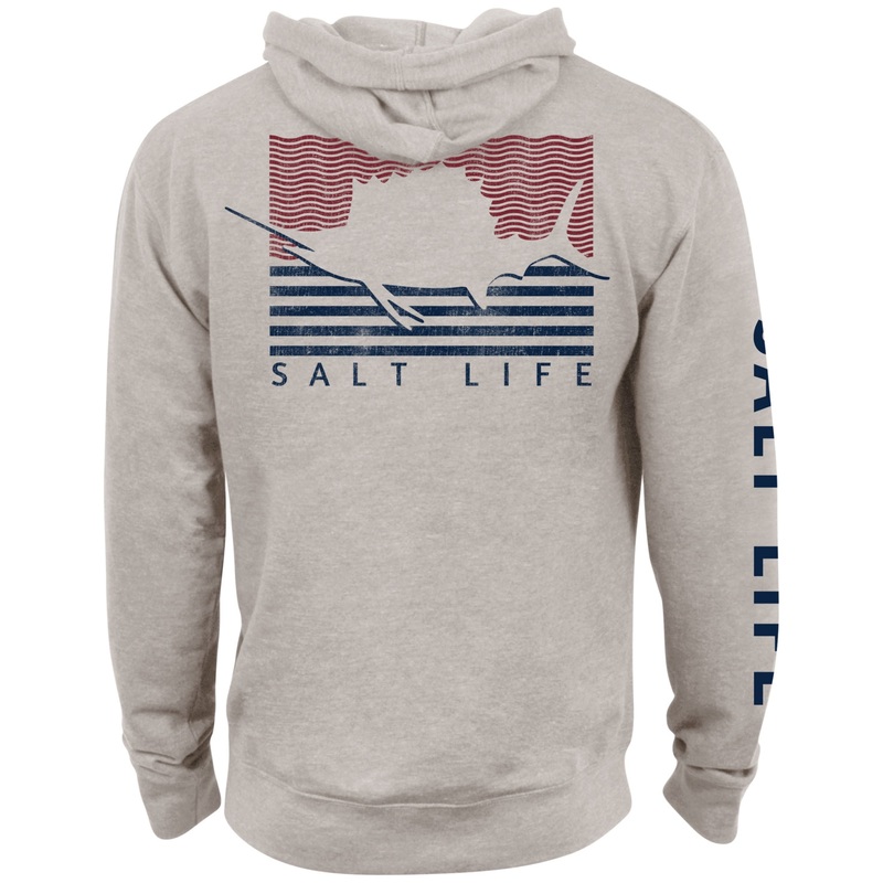 Salt Life Mens Sailin Flag Hoodie Oatmeal Heather Medium