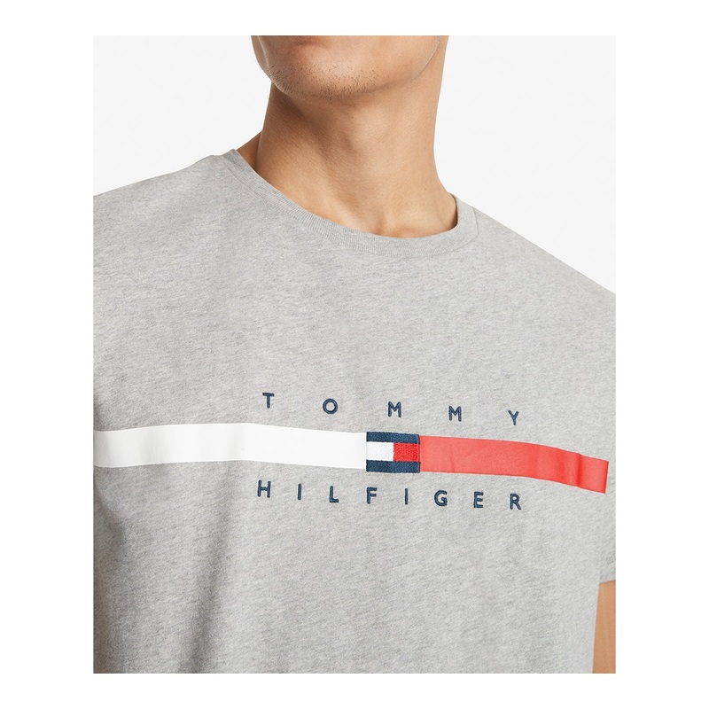 Tommy Hilfiger Mens Flag Stripe T-Shirt Grey XS