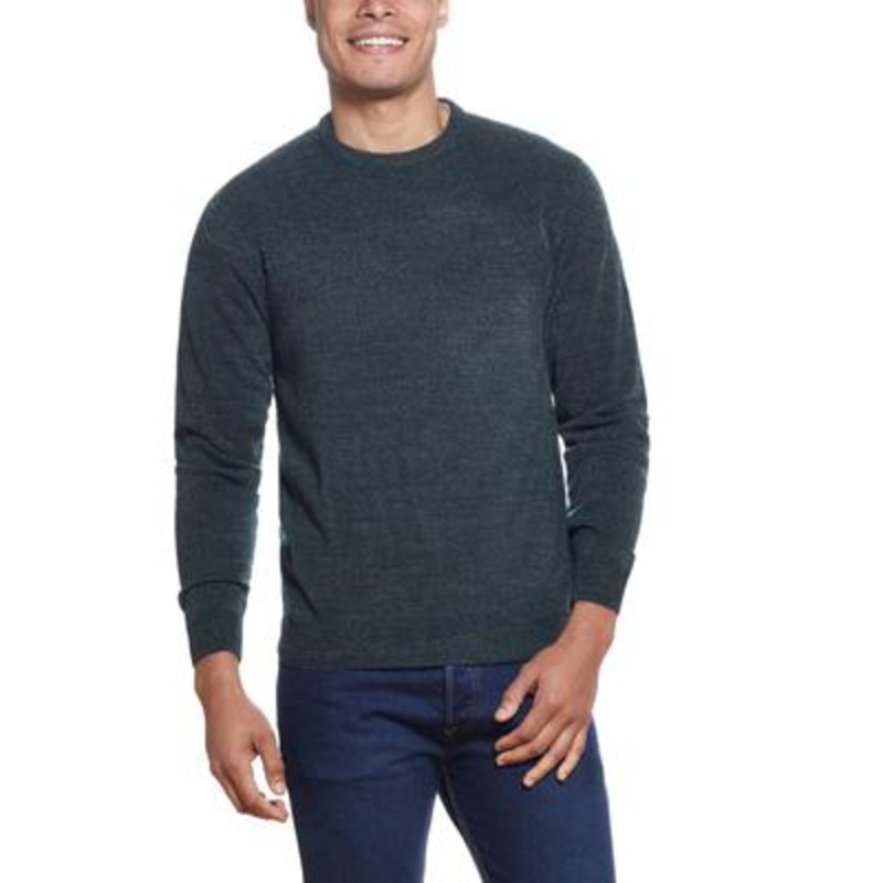 Weatherproof Vintage Mens Soft Touch Stripe Crew Neck Sweater Green  2XL