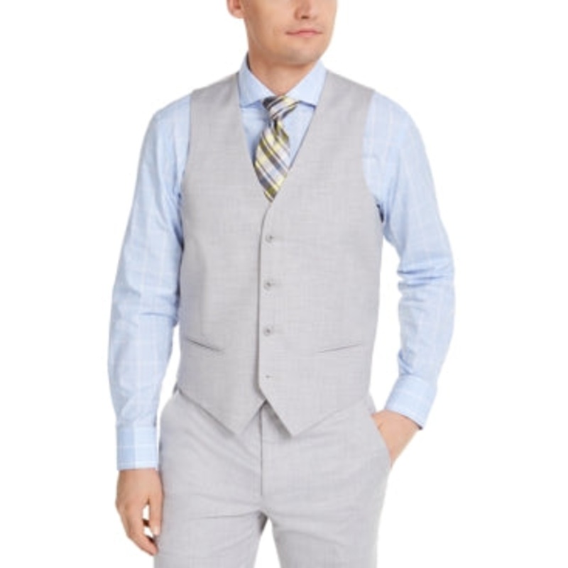 Alfani Men's Classic-Fit Stretch Gray Solid Suit Vest XL