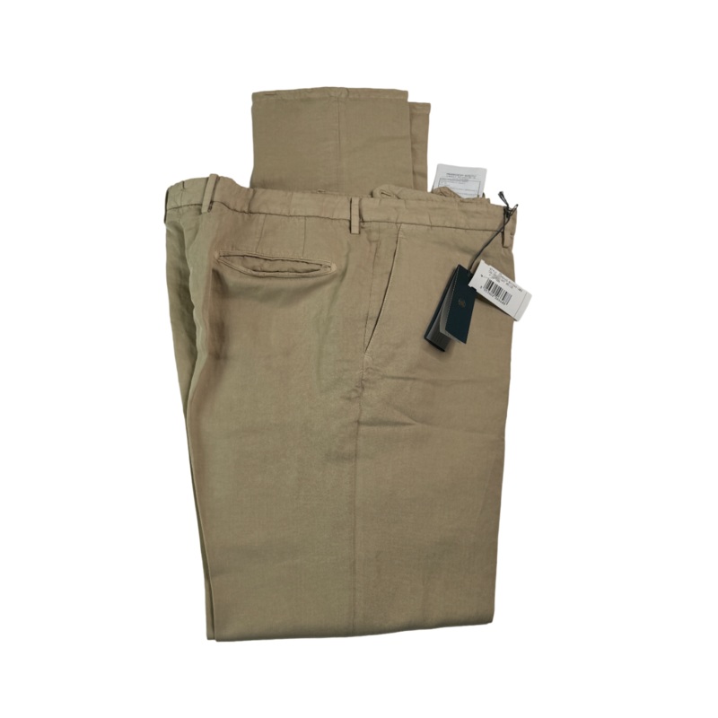 Boglioli Slim Fit Tan Garment Dyed Dress Pants EU 56 US 40 Linen Tan
