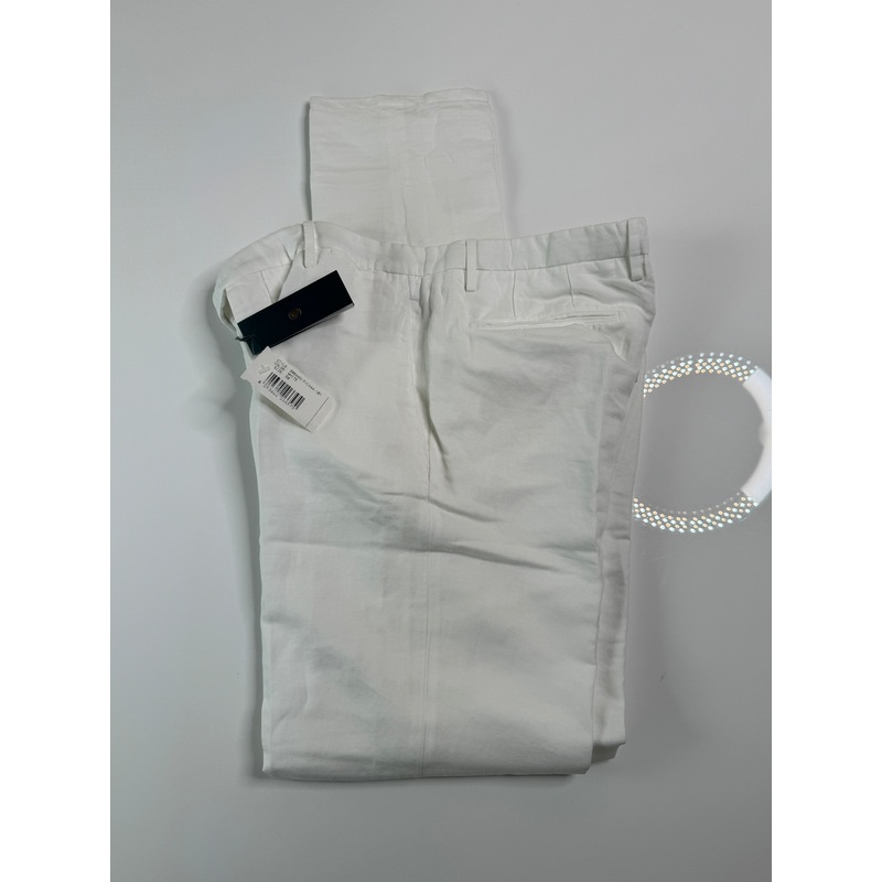 Boglioli Slim Fit White Linen Blend Dress Pants EU 50 US 34 White