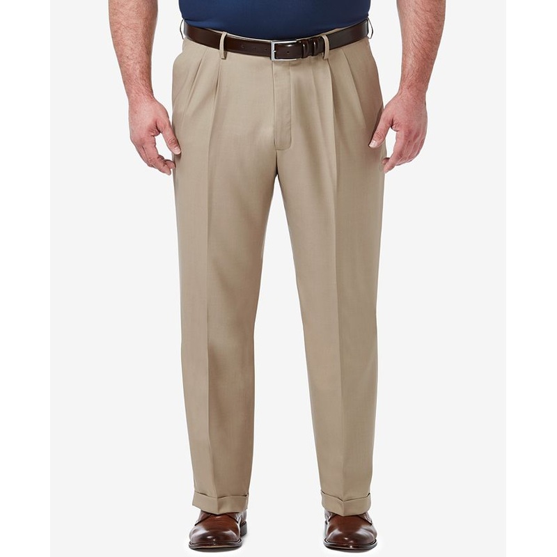 Haggar Men's B&T Comfort Stretch Classic-Fit Solid Pleated Pants 44 x 30