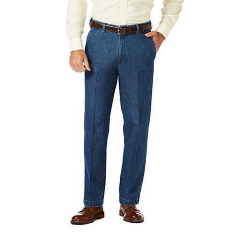 Haggar Men's Stretch Denim Classic-Fit Pants Med Stonewash 40 x 29