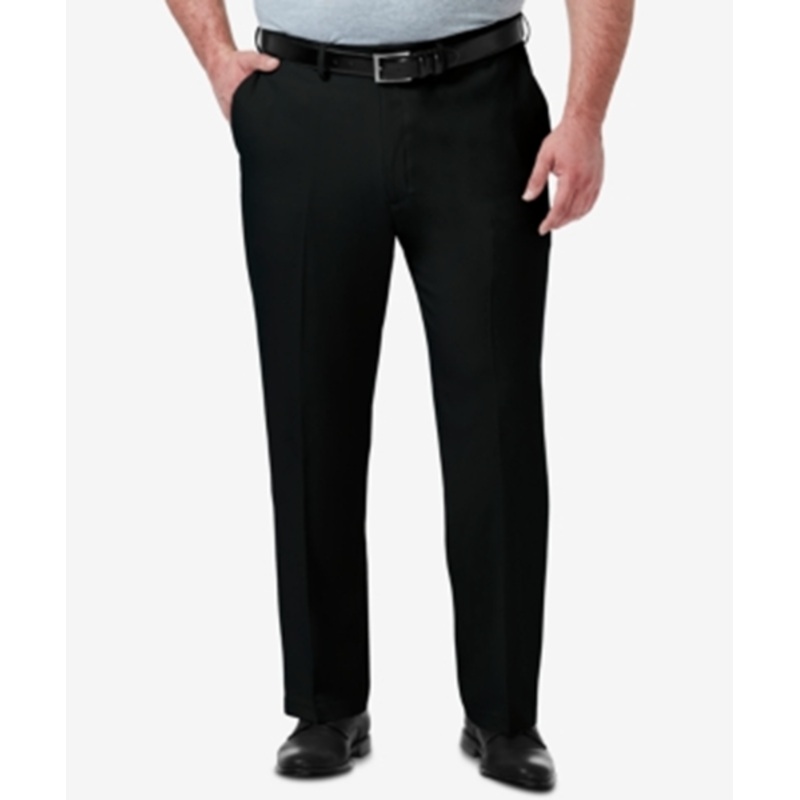Haggar Mens Big & Tall Dress Pants Black 58 x 30