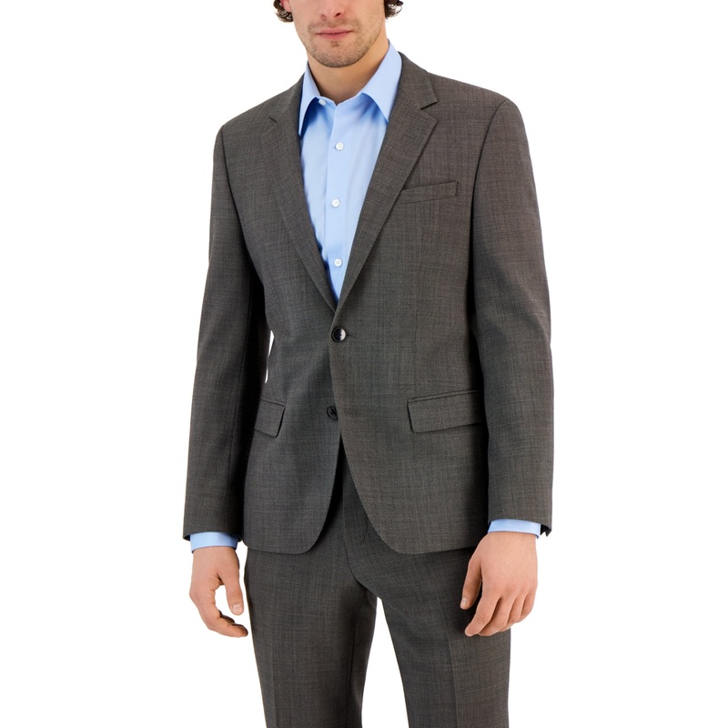 HUGO BOSS Men's Slim-Fit Suit Jacket Dark Brown 40R Wool Sport Coat