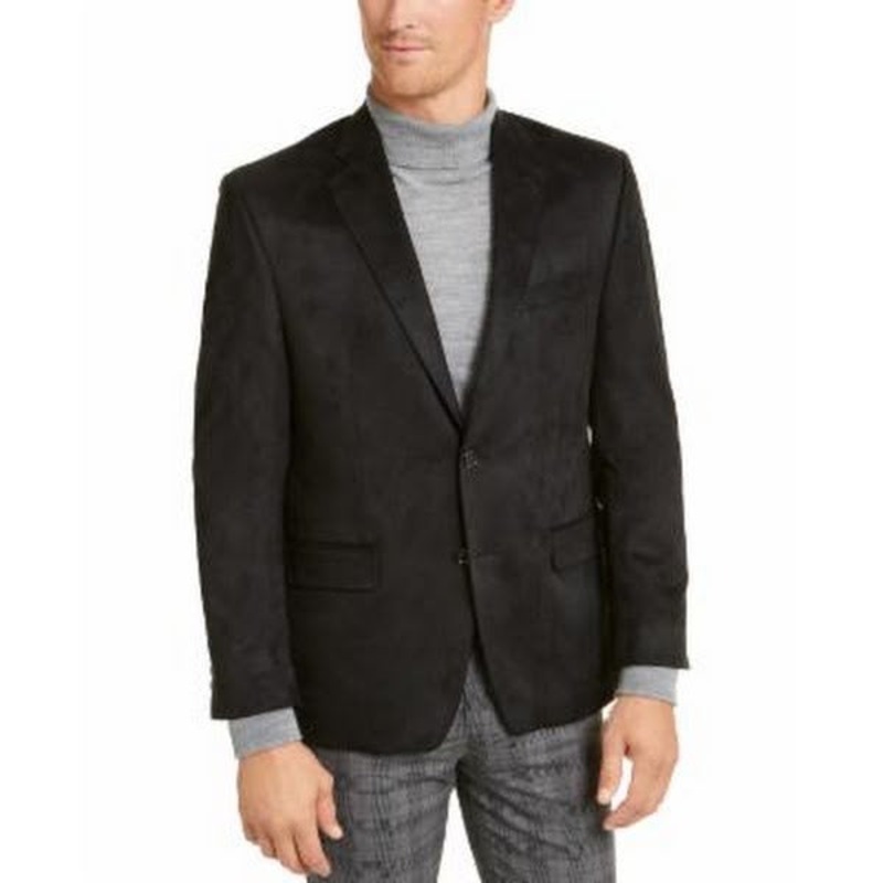Lauren Ralph Lauren Mens Classic-Fit Faux-Suede Blazer Black 42L Sport Coat