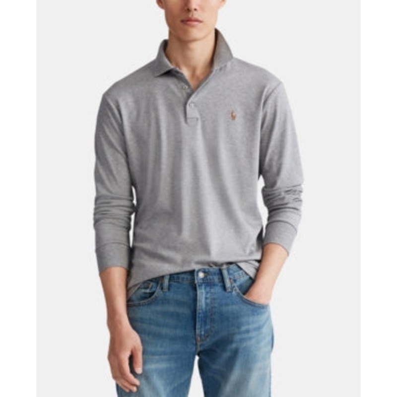 Polo Ralph Lauren Men's Classic-Fit Cotton Steel Heather Grey Long Sleeve Shirt Medium