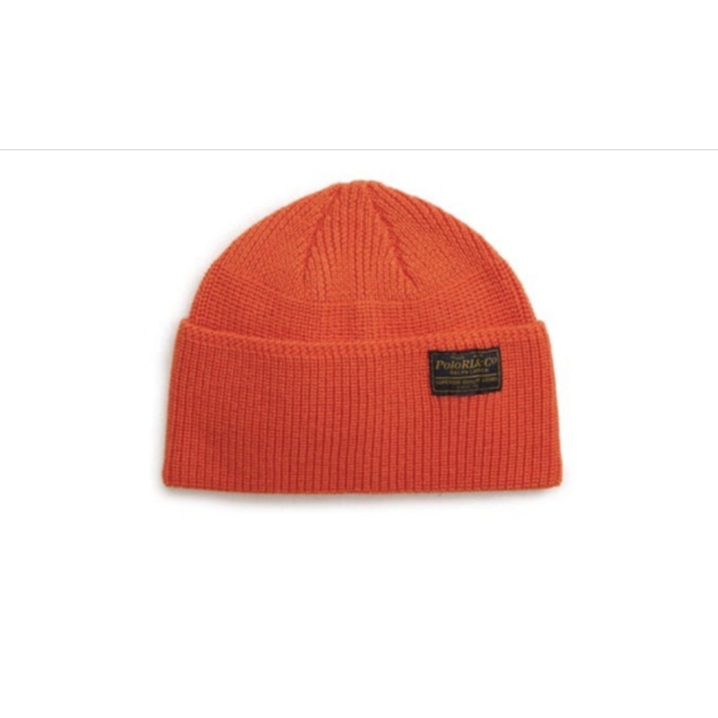 POLO RALPH LAUREN Unisex Beanie Hat Wool Orange One Size