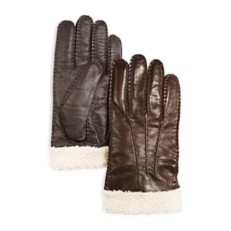 The Men's Store at Bloomingdales DK Brown Leather Gloves Medium