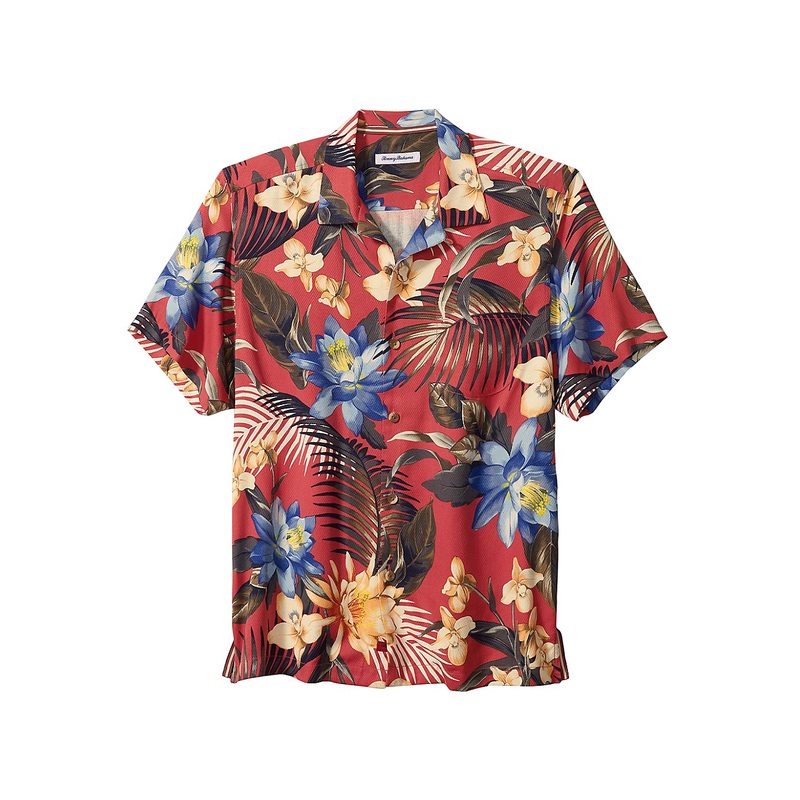 Tommy Bahama Mens Silk Camp Hawaiian Shirt Red 3XL