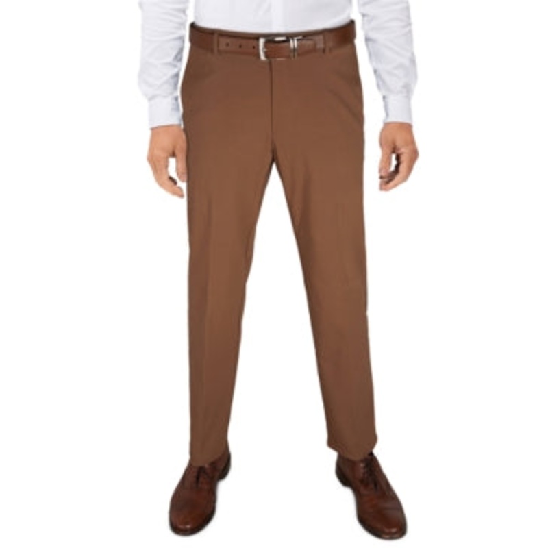 Tommy Hilfiger Mens Modern-Fit TH Flex Stretch Brown Solid Pants 34 x 32