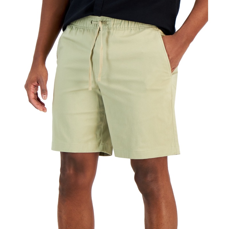 Alfani Mens Drawstring Twill Shorts Beige Medium