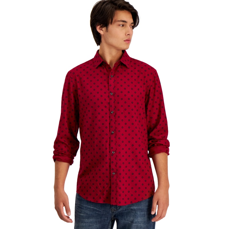Alfani Mens Long-Sleeve Red Heather 2XL