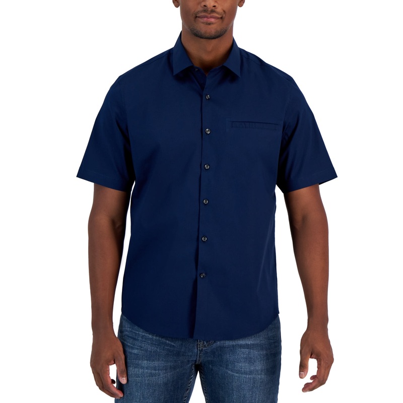 Alfani Mens Modern Classic-Fit Shirt Blue Small