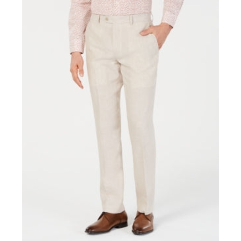 Bar III Men's Suit Pants Slim-Fit Blue Chambray Stretch Tan 30 x 32