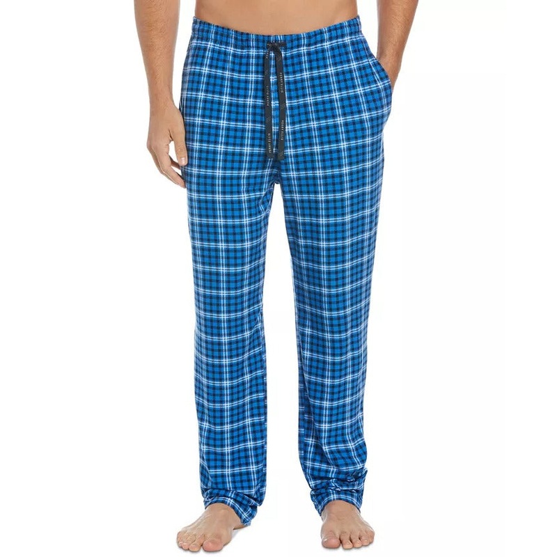 PERRY ELLIS PORTFOLIO Men's Gingham Plaid Sleep Pajama Pants Large Blue