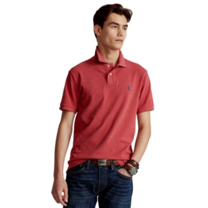 Polo Ralph Lauren Mens Custom Slim Fit Mesh Polo Shirt Red Medium