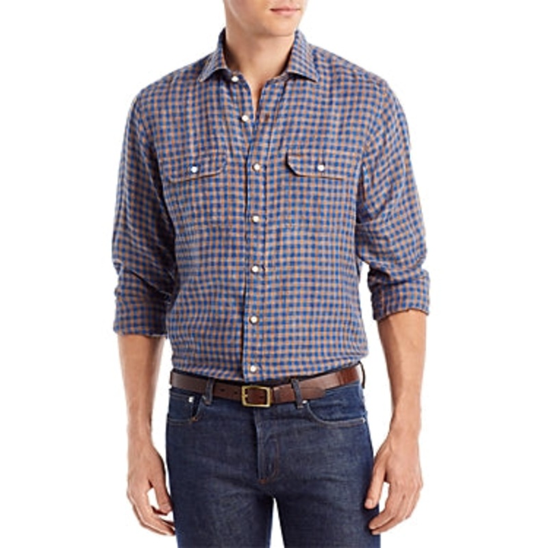 Sid Mashburn Mens Check Pattern Work Button Up Shirt Small Pink Green