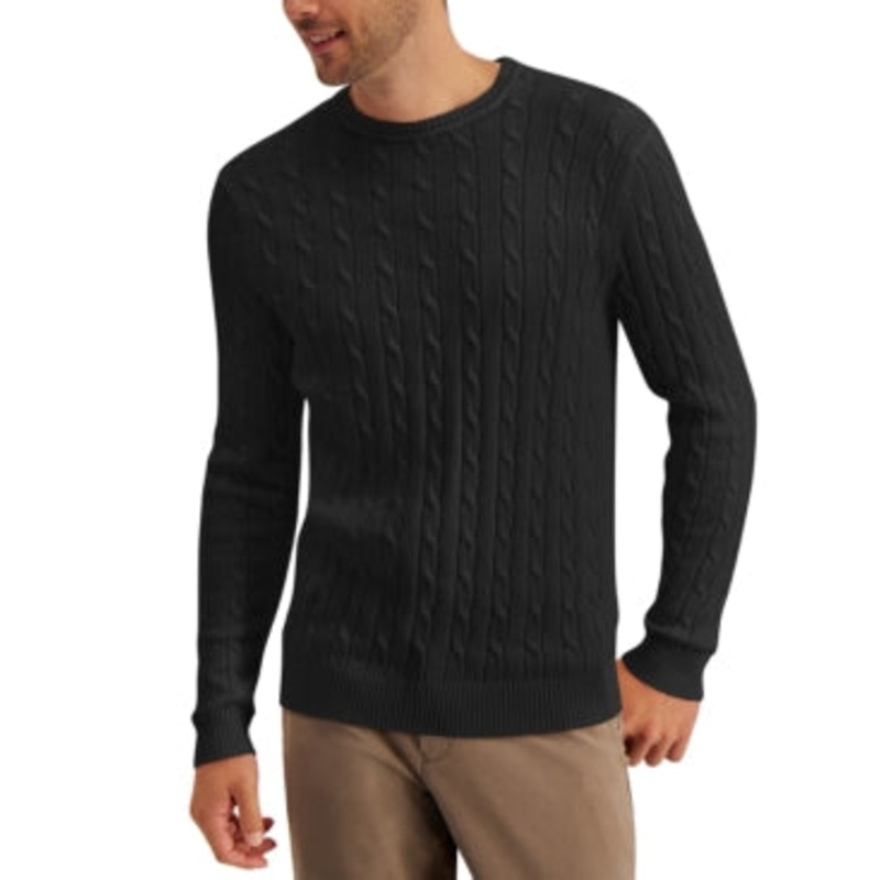 Club Room Men's Cable-Knit Sweater Black Large