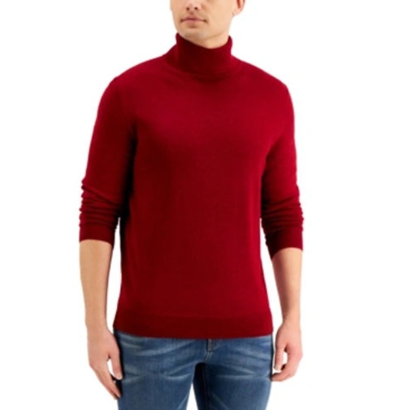 Club Room Mens  Merino Wool Turtleneck Sweater Red XL