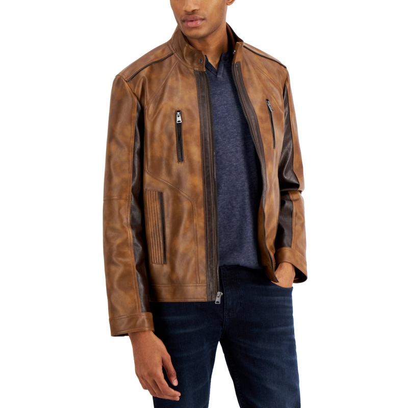 International Concepts Mens Jaxyn Jacket Cognac Brown 2XL