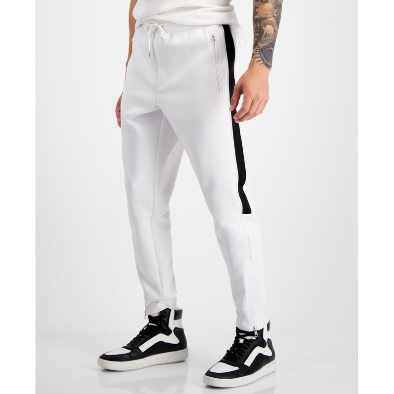 International Concepts Mens Neoprene Track Jogger Pants White Large