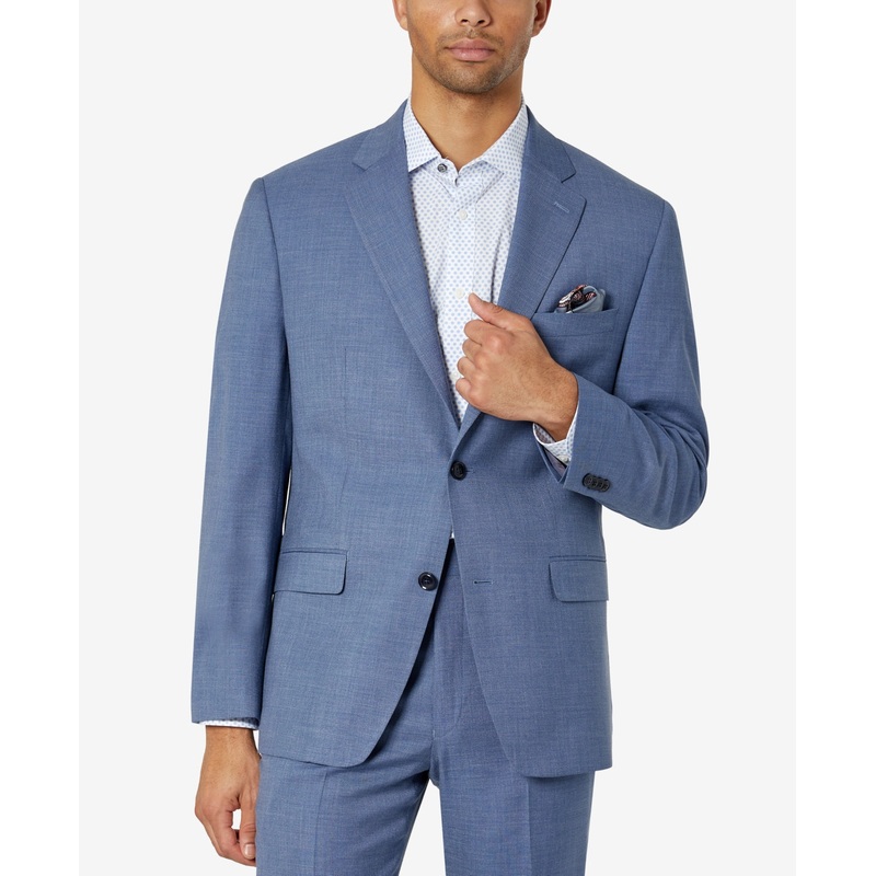 Sean John Mens Classic Fit Suit Jacket Blue Solid 36S