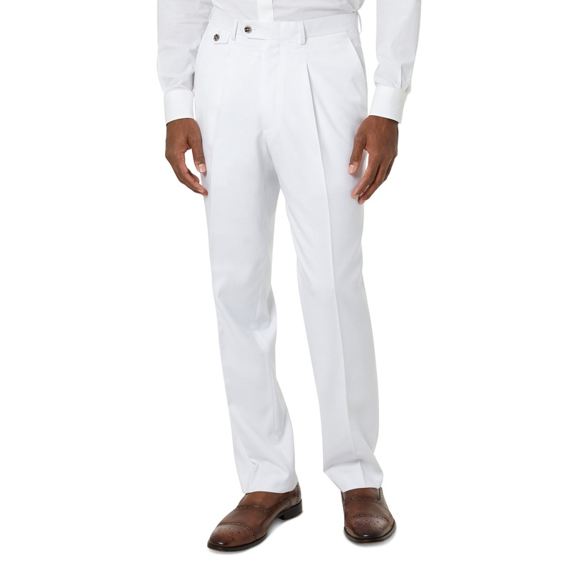 Tayion Mens Classic-Fit White Suit Dress Pants 38 x 32