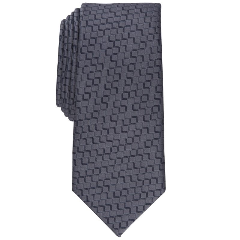 Alfani Mens Neat Slim Tie Charcoal Grey Necktie