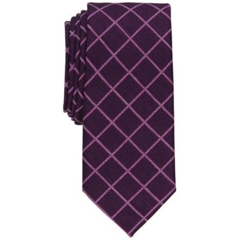 Alfani Mens Necktie Plum Blossom Grid Slim Tie OS