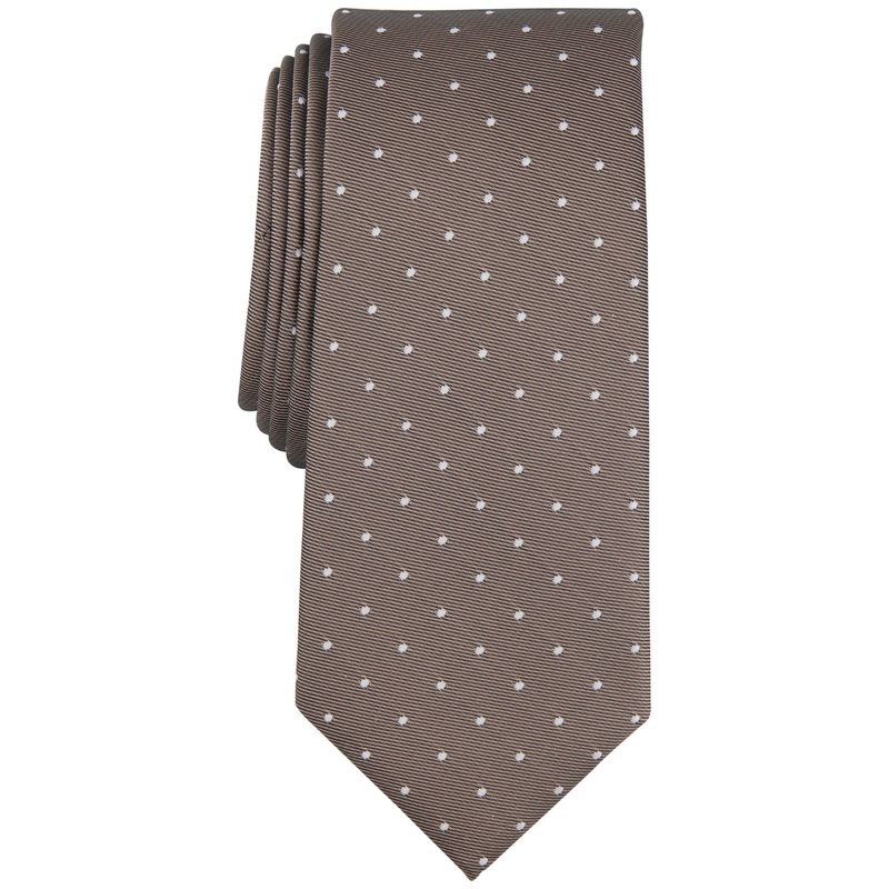 Alfani Mens Utopia Dot Tie Taupe Brown Necktie