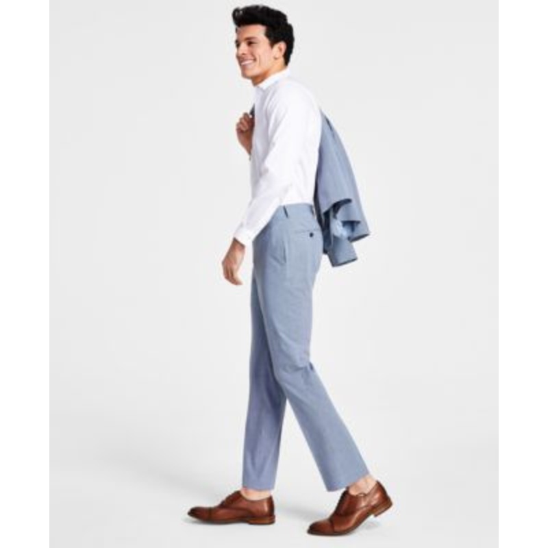 Bar III Men's Suit Pants Navy Blue Check Slim Fit 31 x 30