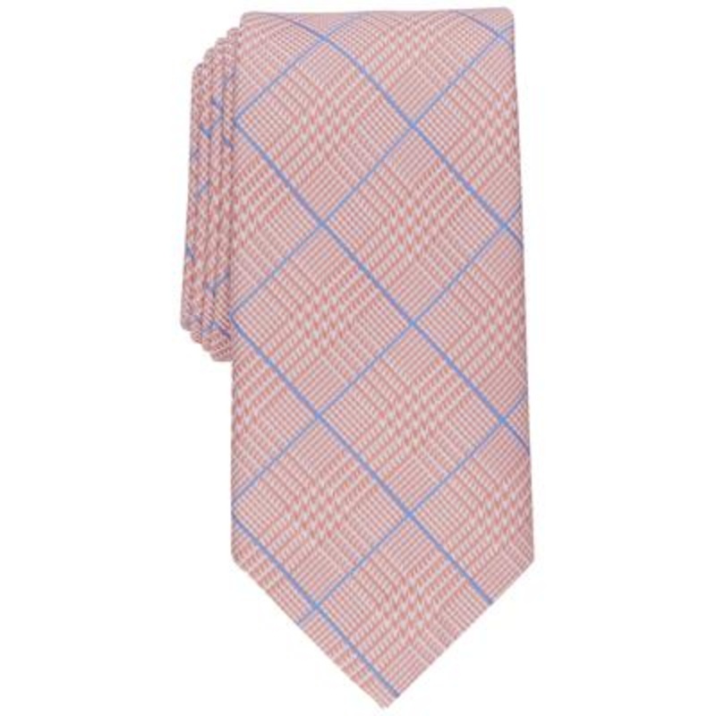 Club Room Men's Plaid Tie Melon Pink Blue Necktie One Size