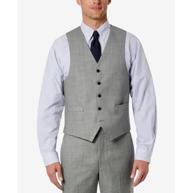Lauren Ralph Lauren Mens Classic Fit Stretch Suit Vest Light Grey Medium